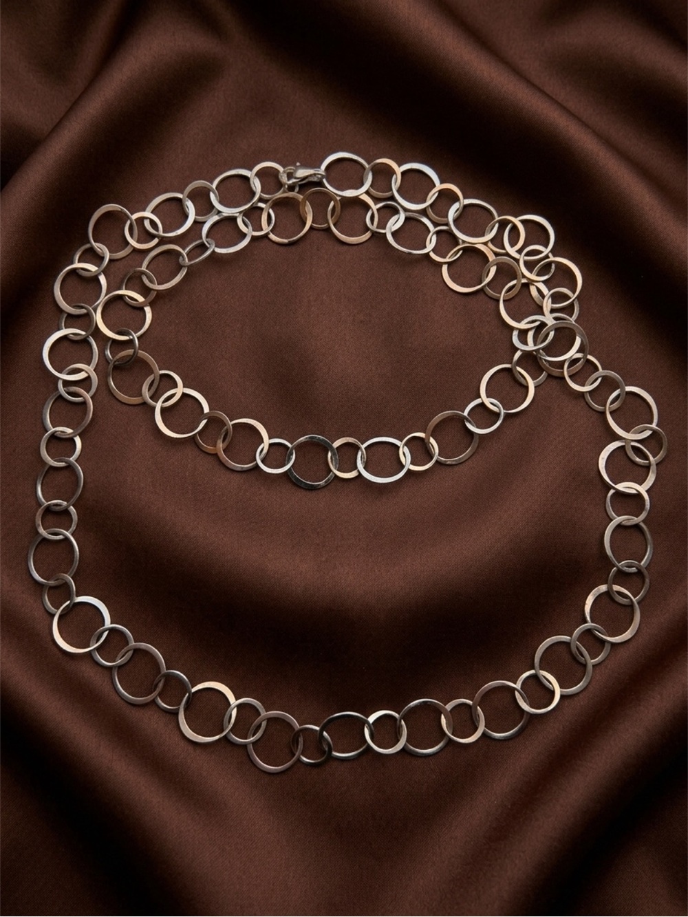 Sterling Silver Interlocking Rings Long Chain